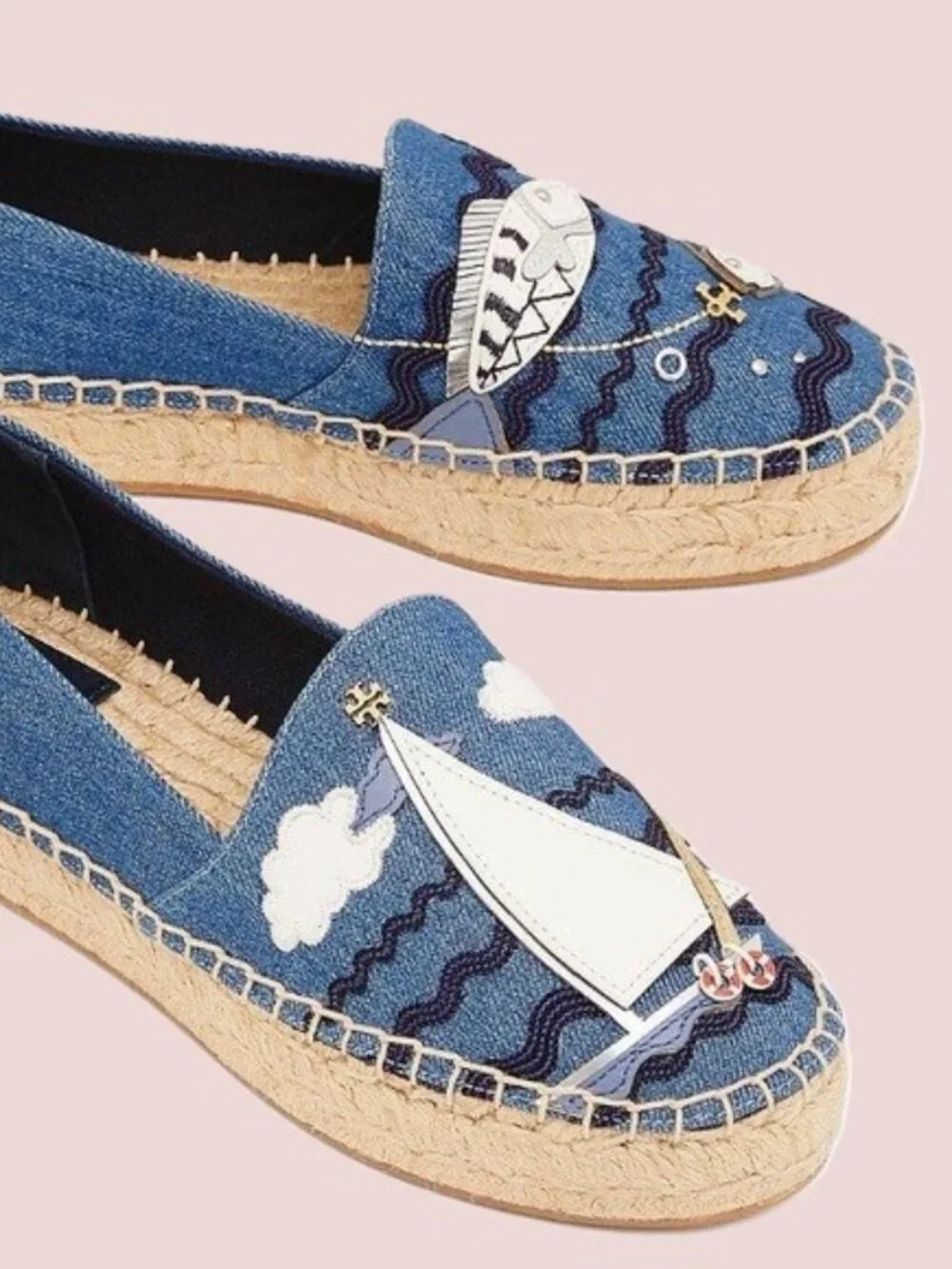 Tory Burch Seaside Espadrille Size 7 Denim Chambray